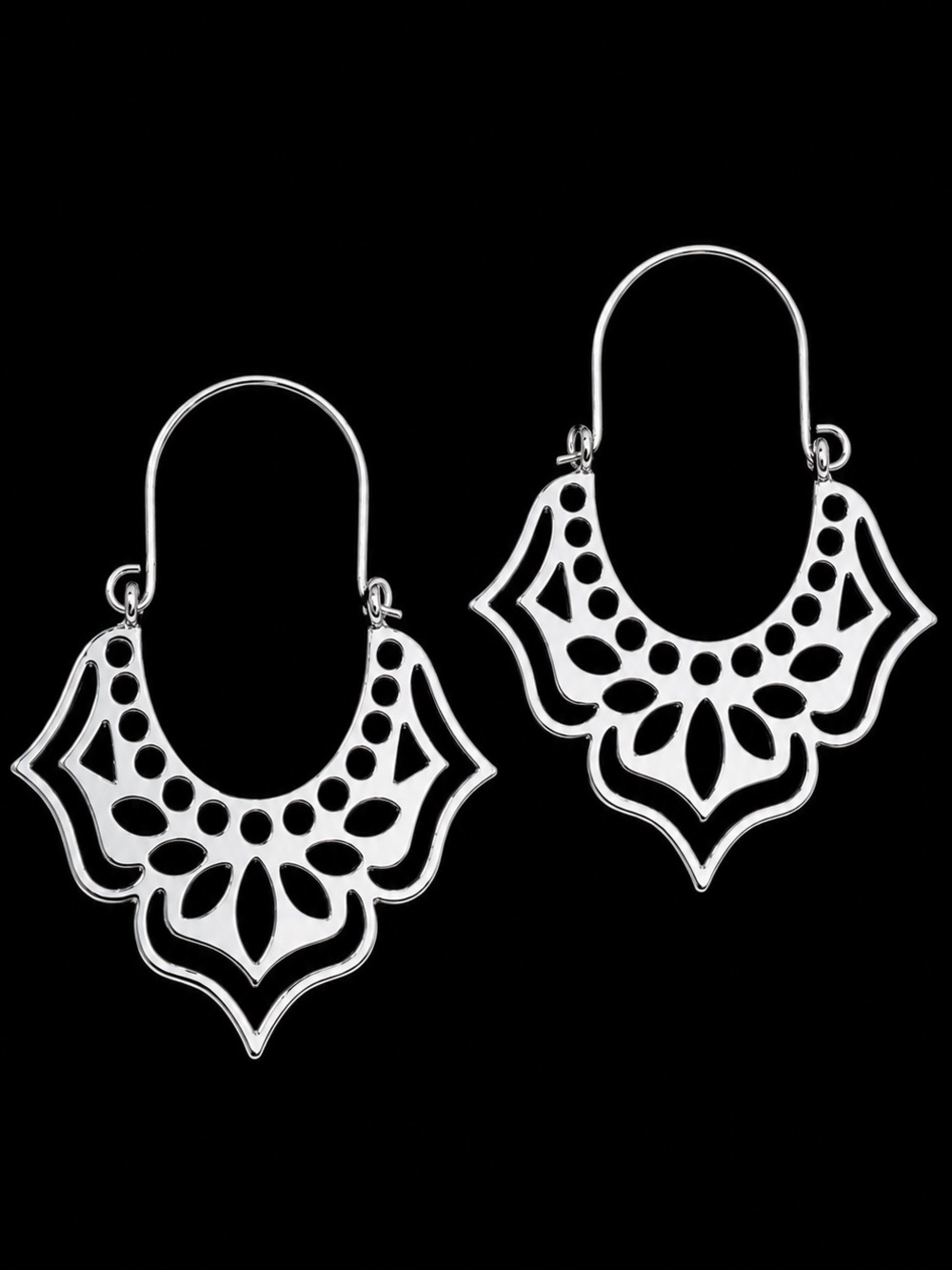 “Perforated Lotus” Lacey Punctured Ethnic Bollywood Floral Flower Petal Hoops